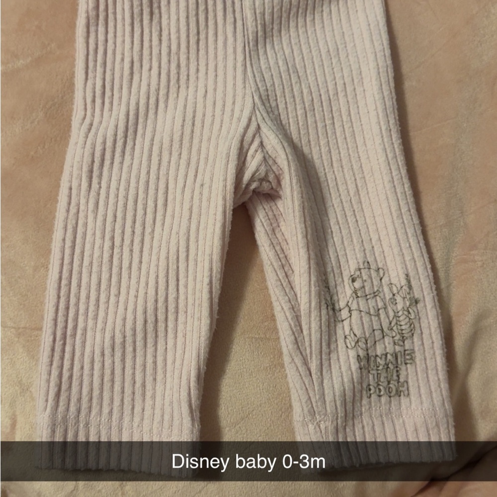 Disney Baby Cream Ribbed Pants with Pooh Embroidery